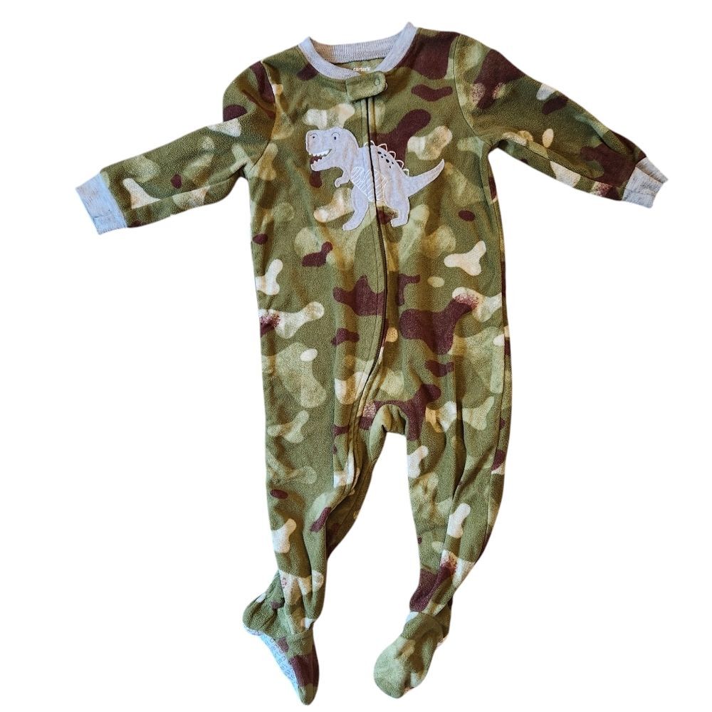 Carter's Boys Camo Fleece Long Sleeve Footed Pajama Sleeper Size 18 months